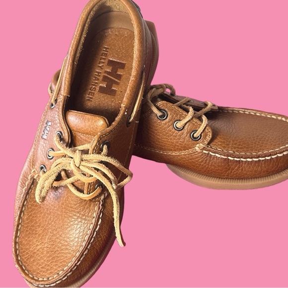 MEN’S HELLY HANSEN LEATHER BOAT SHOES (SZ 6.5) (EUC) - Picture 12 of 14